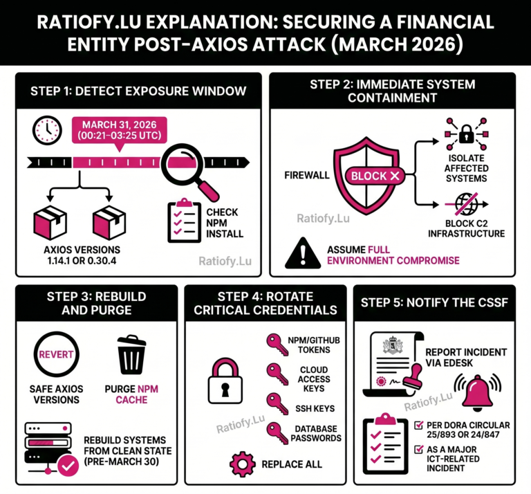 CSSF Alert for cybersecurity breach: Active supply chain attack targeting Axios NPM