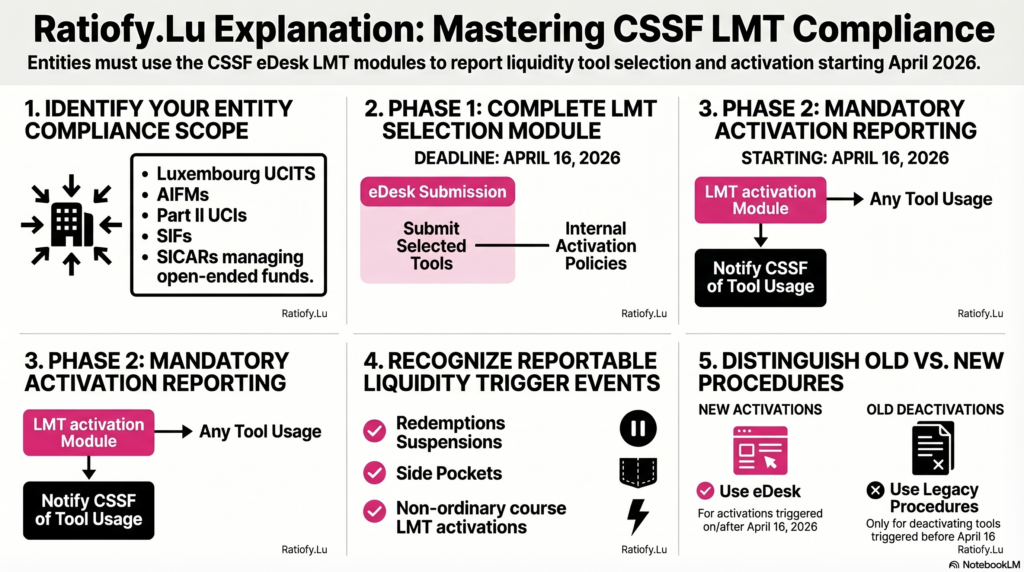 CSSF Communication to the investment fund industry regarding the “LMT activation” module in relation to additional liquidity management requirements for Luxembourg-domiciled UCITS, ManCos and AIFMs