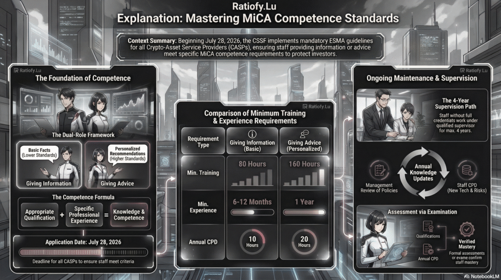 Circular CSSF 26/909: Application of the Guidelines of ESMA for the criteria on the assessment of knowledge and competence under the Markets in Crypto 
Assets Regulation (MiCA) (ESMA35-24871704-2922)
