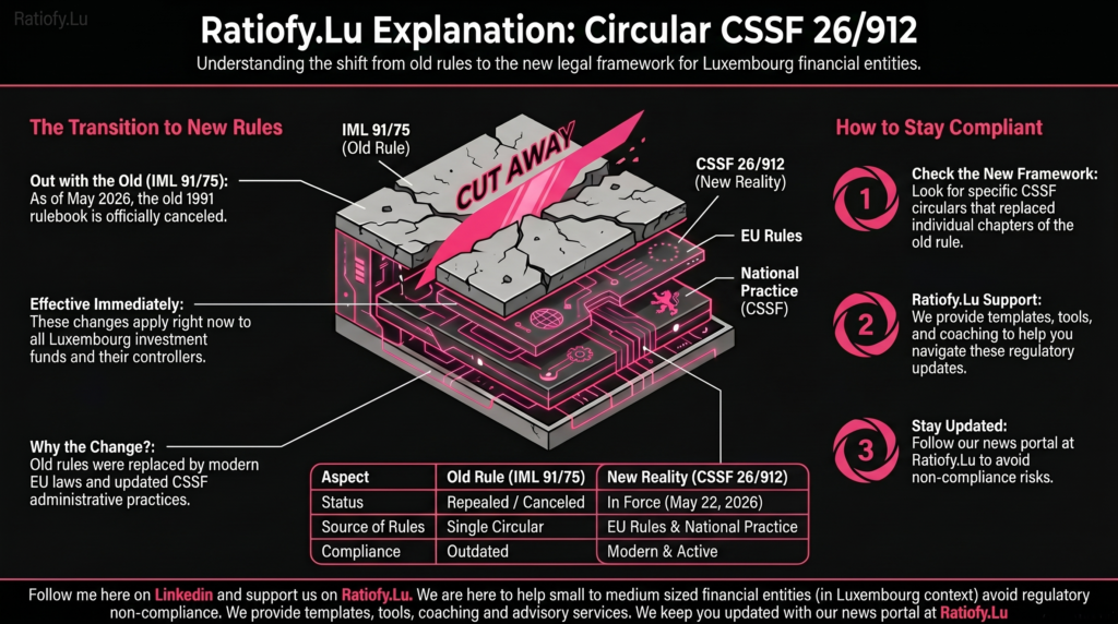 Circular CSSF 26/912: Repeal of Circular IML 91/75 related to the revision and remodelling of the rules in Luxembourg on undertakings for collective investment ("UCI")