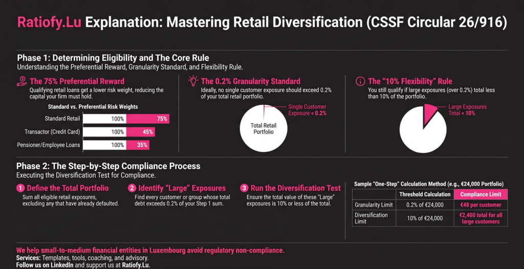 Circular CSSF 26/916: Application of the Guidelines of the European Banking Authority on proportionate retail diversification methods under Article 123(1) of Regulation (EU) 575/2013 (EBA/GL/2026/02) in Luxembourg